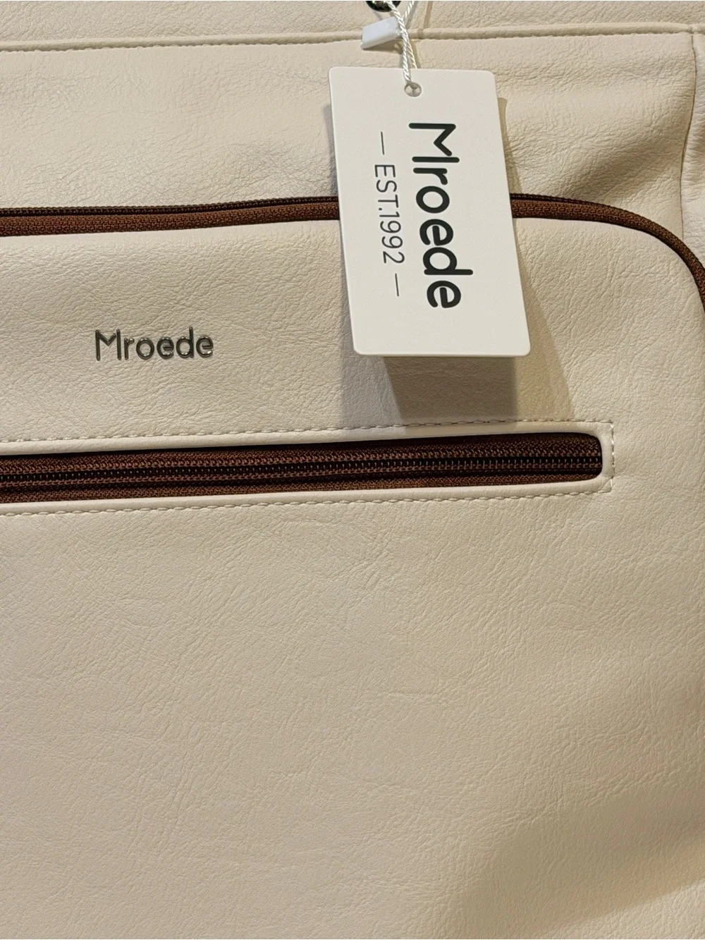 NWT Mroede Convertible Women's Laptop Backpack in Cream and Brown Color